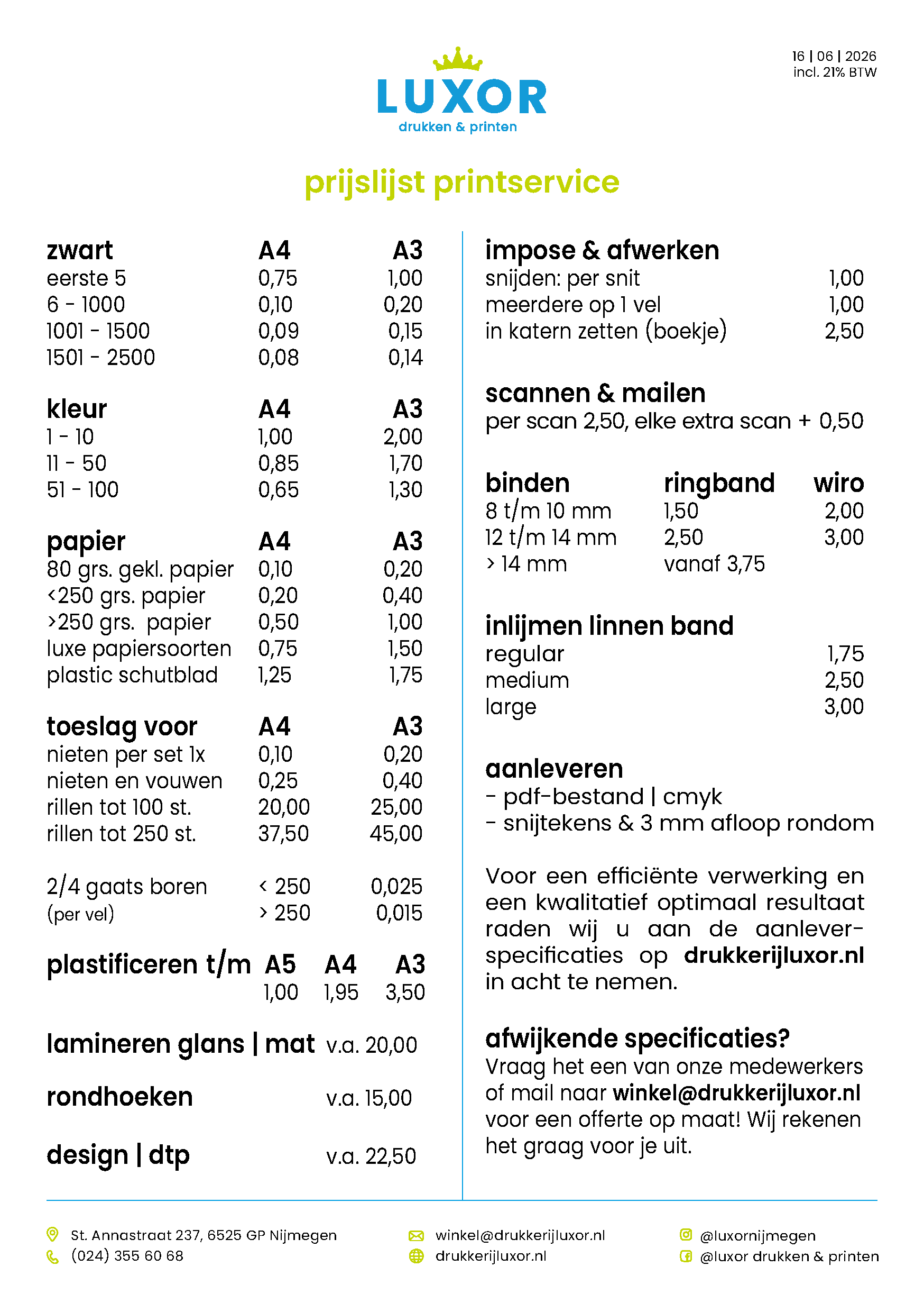 lux prijslijst 2