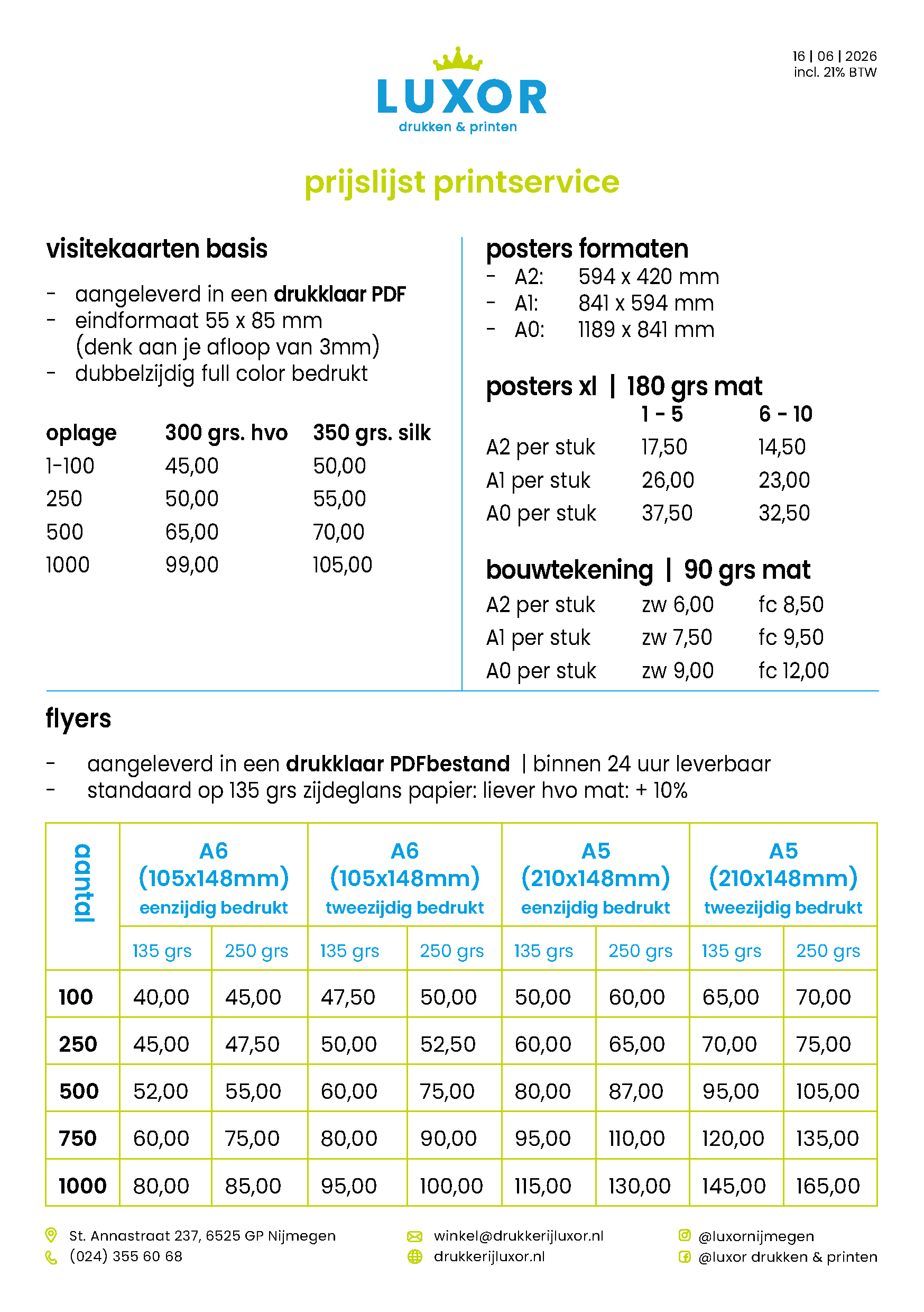 lux prijslijst 22